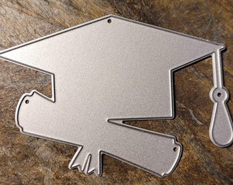 Graduation Cap with attached diploma Metal Cutting Die School Greeting Card Making Scrapbooking Invitations College Education Kindergarten