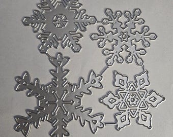 4 Assorted snowflakes with Designs metal cutting die Card Making Scrapbooking Craft Dies Christmas Holiday Greeting Card Dies Winter Snow