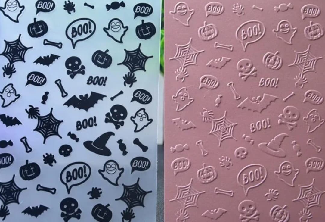 Boo Halloween Embossing Folder Card Making Scrapbooking Crafts Bats