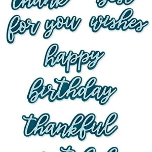 Assorted Words Thankful, Best Wishes, Birthday, etc Metal Cutting Die Set Greeting Card Making Scrapbooking Party Invitations Friendship