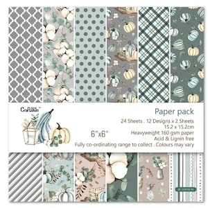 Pumpkin/Flower Theme Paper 6x6 paper pack 12 designs x 2 each  Scrapbooking Card Making Crafts Fall Harvest Halloween