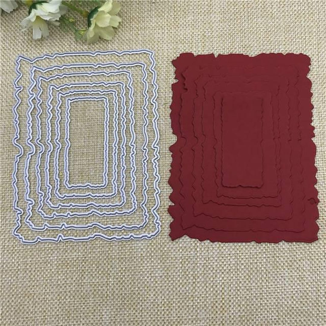 6 Piece Rectangle Torn Edge Metal Cutting Dies Greeting Card Making ...