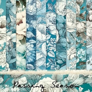 Passing Season Theme Paper 6x6 paper pack Blue Flowers Cards Scrapbook Die Cuts Floral Invitations Party Birthday Friendship sympathy Cards