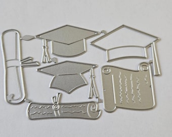 6 Piece Graduation Metal Cutting Die School Greeting Card Making Scrapbooking Invitations College Education Kindergarten Kids