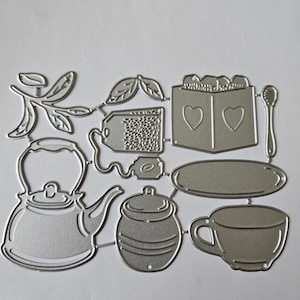 Teapot Cup theme Metal Cutting Die Set Greeting Birthday Card Making Scrapbook Party Invitations Tea Party Friendship Coffee Cup Drink Cook