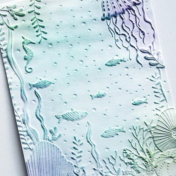 Underwater Sea Animal Embossing Folder Card Making Texture Scrapbooking Ocean Emboss Invitations Party