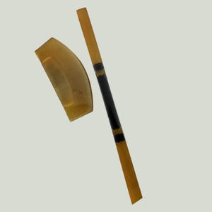 Vintage Japanese Celluloid Kushi Kanzashi Hair Comb & Stick – Brown and Amber Color