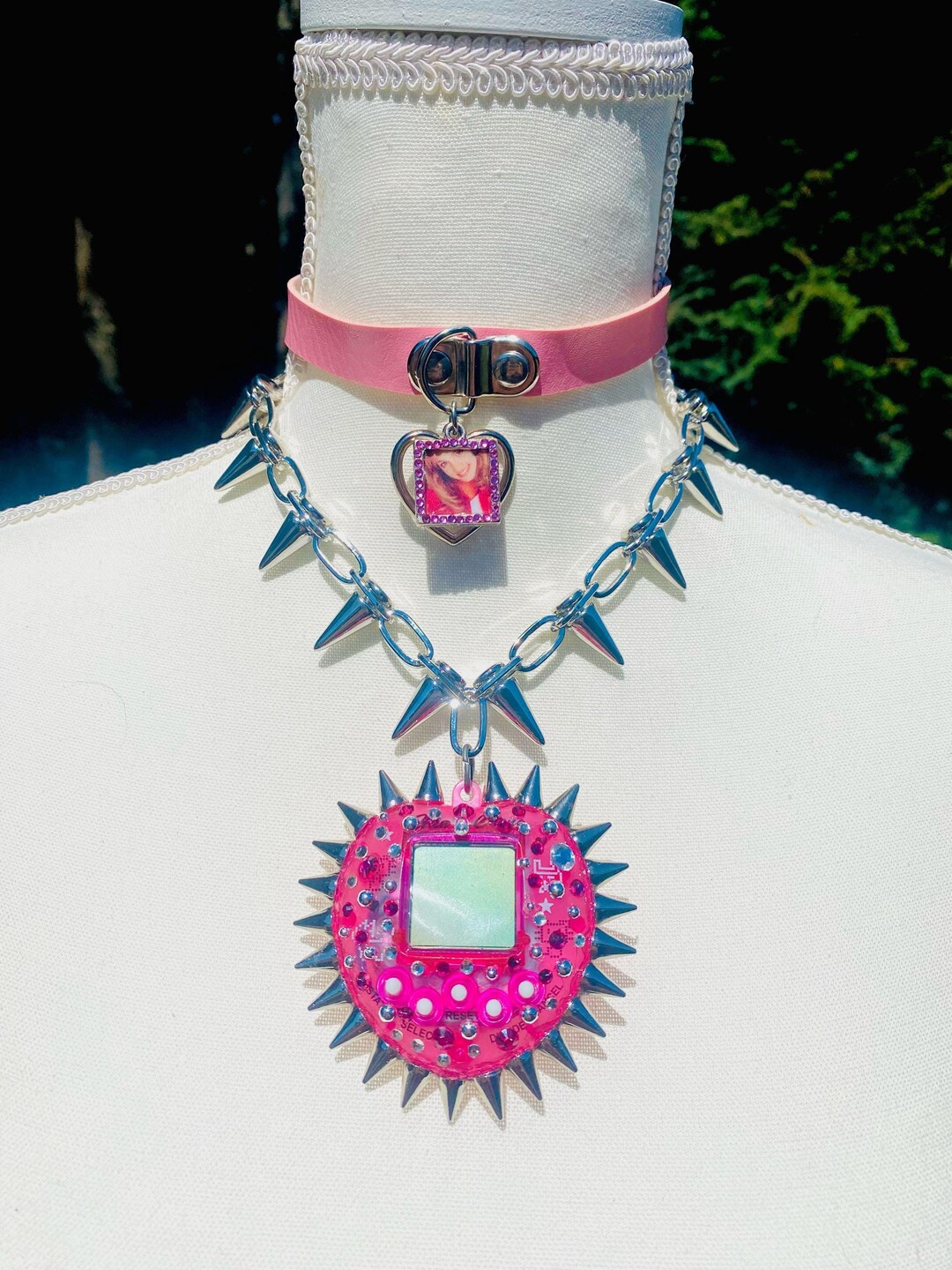 Y2k Edgy Tamagotchi Spike Heart Charm Jewelry Vintage Choker ...