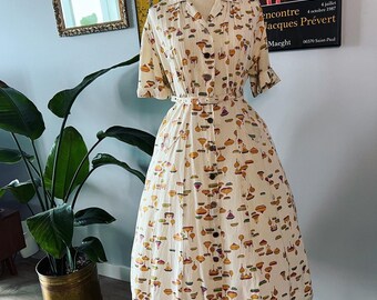 1940s Novelty Print Dress by Kay Harper