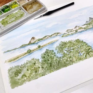Rio de Janeiro Brazil Watercolor Handpainted Rio de Janeiro Brazil Watercolor Handpainted