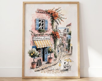 Italian Gelateria Watercolor Print | Whimsical Amalfi Kitchen Decor (Printable)