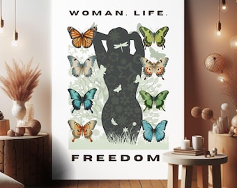 Woman Life Freedom Art Print: Butterfly Empowerment Decor (Digital Download)
