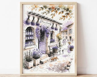 Provence Watercolor Wall Art | Soft Lavender Cottagecore Bedroom Decor (Printable Art)
