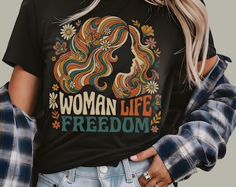 Woman Life Freedom Tee | Feminist Retro 1970s Design T-Shirt