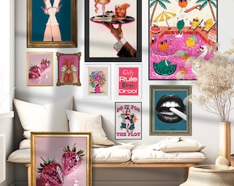 Dorm Room Wall Art Bundle Set of 10 | Trendy Maximalist Gallery Wall Decor (Printable)