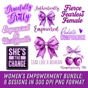 Frauen Empowerment Clipart: PNG Grafik Bundle - Hi Res feministische Grafiken, Typografie Sammlung für Sie, DIY Tee Becher Hoodie Tote PNG Designs