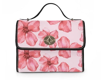 Pink Watercolor Floral Waterproof Canvas Bag | Floral Tote