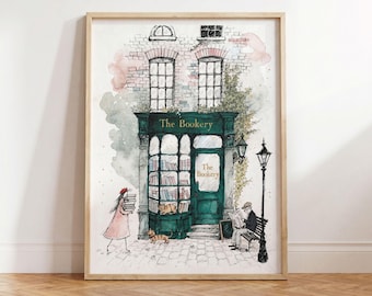 Vintage Bookshop Watercolor | Cozy Cottagecore Book Lover Decor (Printable Wall Art)