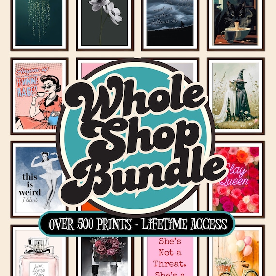 Vintage Y2K Typography Art Print Collection: 500+ PNG & JPG Posters (Digital Downloads)