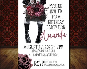 Goth Girl Birthday Invitation Template: Customizable Printable Design (Digital Download)