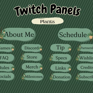 18 Panels Cute Simple Plant Green Leafy Hanging Plant for Twitch Streaming
