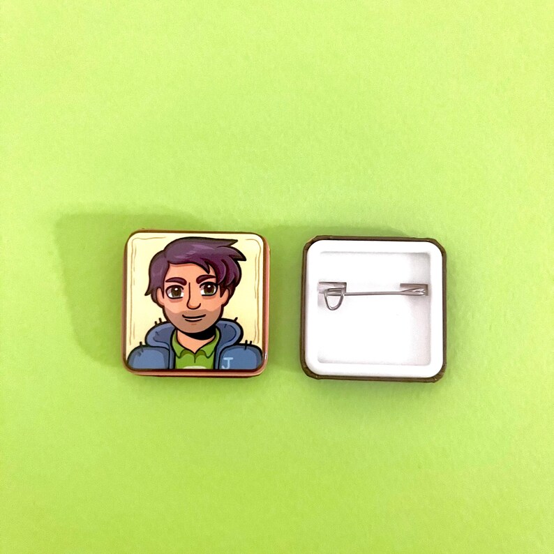 Stardew Valley Square Button Pins Square Button Pin 1.5" || 3cm Harvey ...