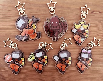 Lethal Company Acrylic Keychain Acrylic Charm 2.5&quot; || 6cm Bracken Flowerman Employee Stop Yield horror game indie Gift Ideas Chibi Kawaii
