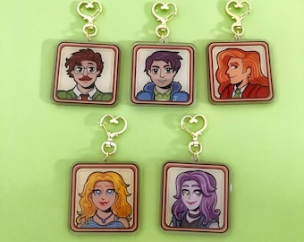 Portachiavi in acrilico di Stardew Valley Ciondolo in acrilico 2,5" // 6 cm Harvey Shane Elliott Harley Abigail Idee regalo Chibi gioco indie Gioco di fattoria kawaii