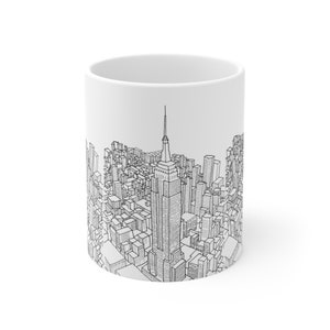 Kubek do kawy, 11 uncji ceramiczny kubek do kawy, kubek Skyline, Nowy Jork, prezent dla Nowego Jorku, kubek podróżny, kubek dla miłośników kawy, sztuka na kubku
