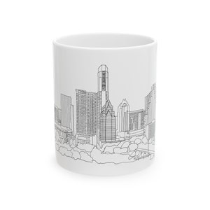 Taza de café, taza de cerámica de Austin (11 oz, 15 oz), taza de Texas, taza de café de Texas, taza con el horizonte de Austin, regalo para amigos, amante del café, taza de Austin