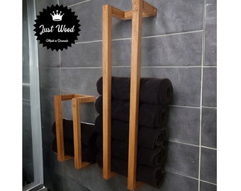 Toallero de madera - Organizador de baño - Decoración de baño - Almacenamiento de baño - Estante de toallero - Estante de pared - Almacenamiento de toallas - Decoración de pared de madera