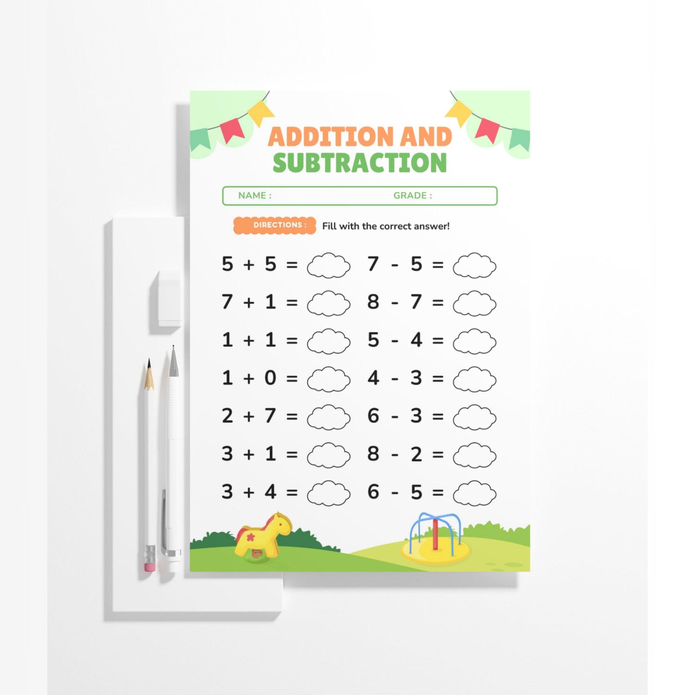 Printable Addition and Subtraction Worksheet for Kids – Fun Math ...