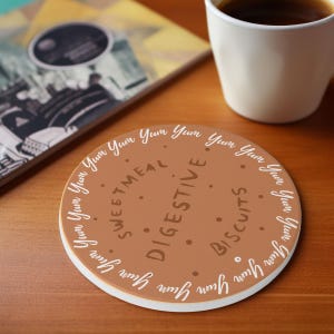 Set of Biscuit Coasters – Cute Food Design Drink Coasters | MDF Cork Round Coasters | Coffee & Tea Gift | FREE Shipping
