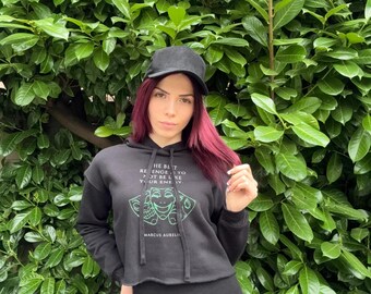 Motivational Crop Hoodie – Fleece Blend, Raw Hem