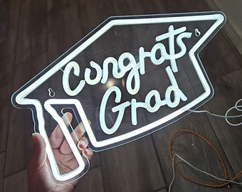 Congrats Grad Neon Sign Congrats Neon Lights Signs for Backdrop Graduation Party Wall Decor, Prom Decorations, Graduation Party Neon Sign