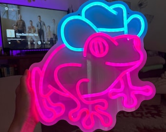 Custom Western Cowboy Frog Neon Sign| Wild West Home Decor| Western Toad Neon Sign| Howdy Neon Sign| Cowgirl Room Decor| Trendy Cowboy Decor
