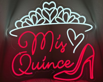 Quinceañera Neon Sign | Mis Quince XV Led Neon Light  | Mis Quince Neon Led Sign  | Quinceanera Favors Pink Home Decor Neon Sign
