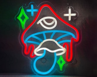 Custom Mushroom Neon sign, Cute Mushroom Neon Sign, Neon Sign Bedroom, Home Room Wall Decor, Mystical Mushroom Neon Sign Night Light Lamp