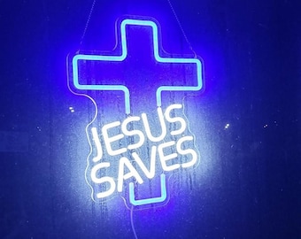 Jesus Neon Sign, Christian Cross LED Neon Sign for Room Decor, Jesus Cross Neon Sign for Prayer Room Decor, Jesus Lover Neon Sign Wall Decor
