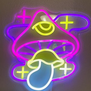 Custom Mushroom Neon sign, Cute Mushroom Neon Sign, Neon Sign Bedroom, Home Room Wall Decor, Mystical Mushroom Neon Sign Night Light Lamp