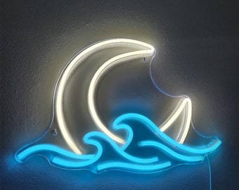 Sunset Wave Neon Sign Custom Sunrise Wave Neon Sign Sun Moon Neon Sign Decor, Sunrise & Sunset for Bedroom, Living Room, Hotel, Wall Decor