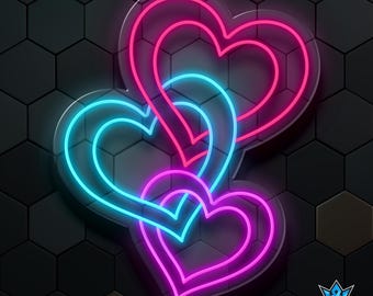 Interlocking hearts Neon sign, Personalized LED Neon Sign for Valentine's Day - Romantic Couple Gift, Custom Love Wall Light, Bedroom Decor