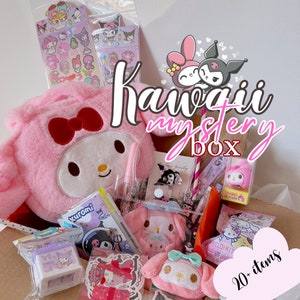 My Melody Kuromi Kawaii Mystery Box, Überraschungs-Geburtstagsbox für ihre Kawaii Schreibwaren Mystery Grabbags Mini-Notebooks Sanrio Aufkleber Blätter