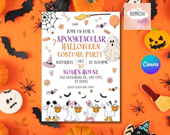Mickey Mouse Ghost Halloween Birthday Invitation Template (Digital)