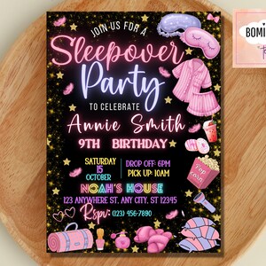 Sleepover Birthday Invitation, Printable Sleepover Invite, Slumber ...