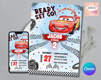 Lightning McQueen Birthday Invitation | Editable Canva Printable (Digital)