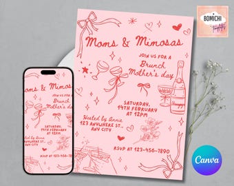 Moms and Mimosas Brunch Invitation Template (Digital Download)