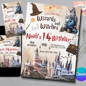 Editable Wizard Birthday Invitation, Magical Birthday Party Invite, Magic School Wizardry Birthday Party Instant Download