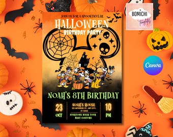 Mickey Mouse Halloween Birthday Invitation Template, Editable (Digital Download)