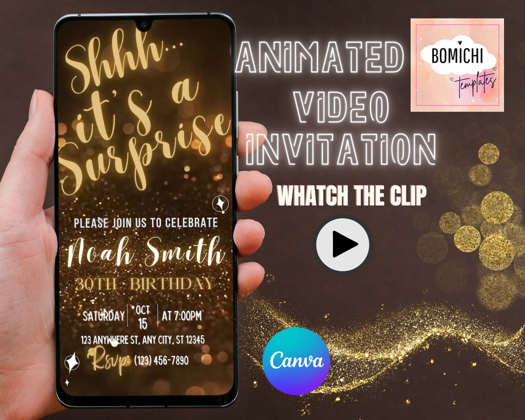 Video Invites Surprise Party Video Invitation, Mobile Phone Evite (digital Video ...